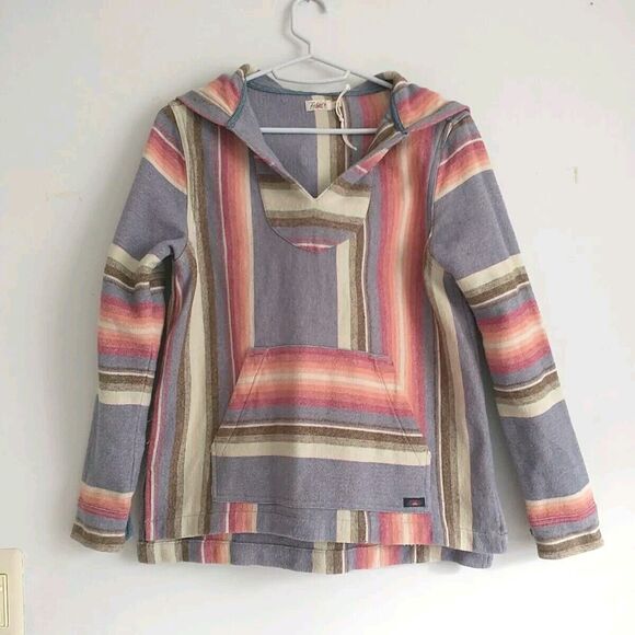 Faherty Baja Poncho Sweater Hoodie Women S Stripe Southwestern Sierra Pattern - Picture 1 of 9